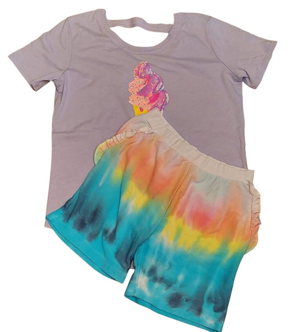 Chaser Sz 14 Girls Shorts Scoop Bottom T Shirt 2 Pc Lot Elastic Waist New